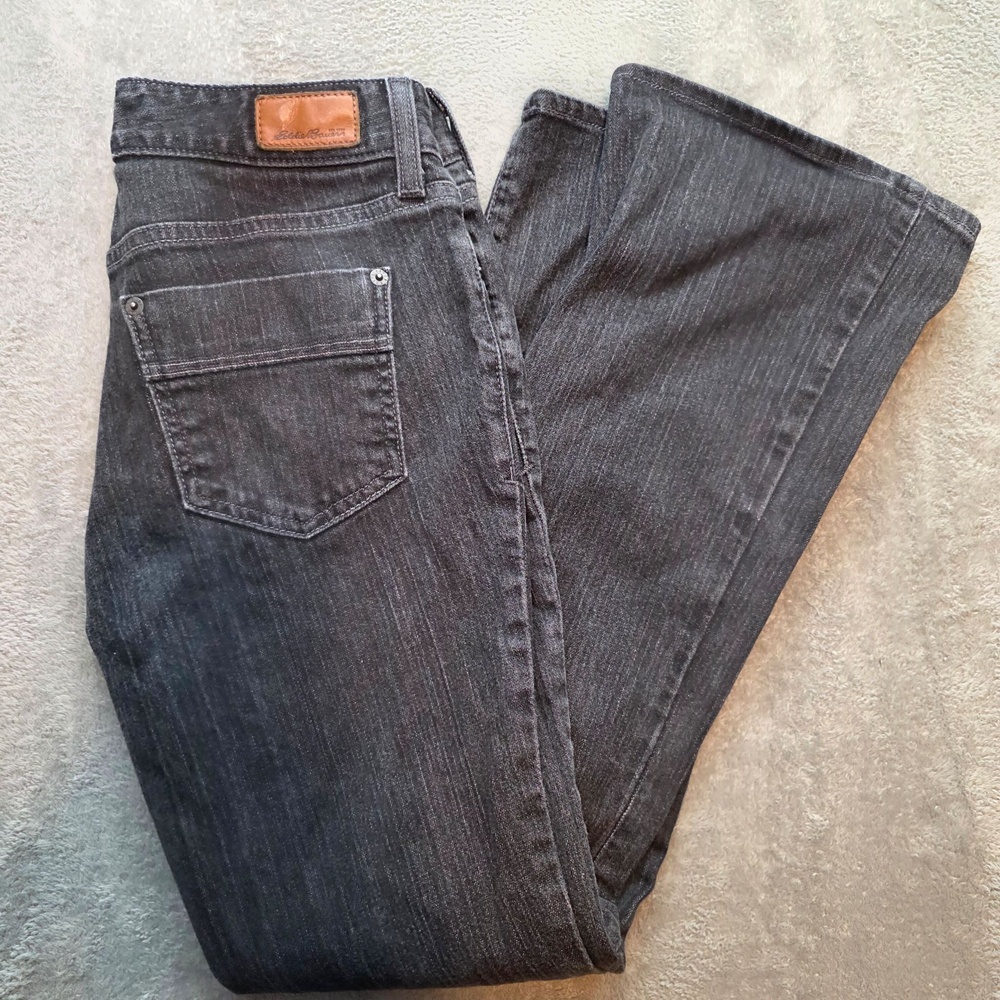 Eddie Bauer Classic Bootcut Jeans Womens 4 Charcoal Wash Mid Rise Stretch Denim